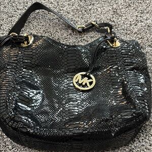 Michael Kors Black Snake Print Shoulder Bag